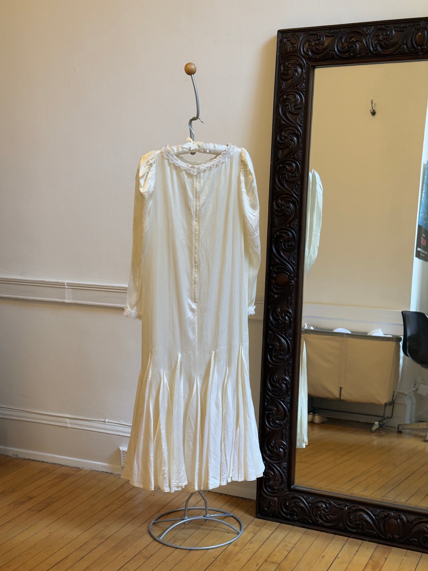 Vintage 60's Satin Drop Waist Bridal Dress