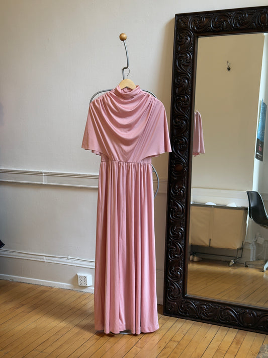 Vintage 70's Blush Pink Grecian Evening Dress