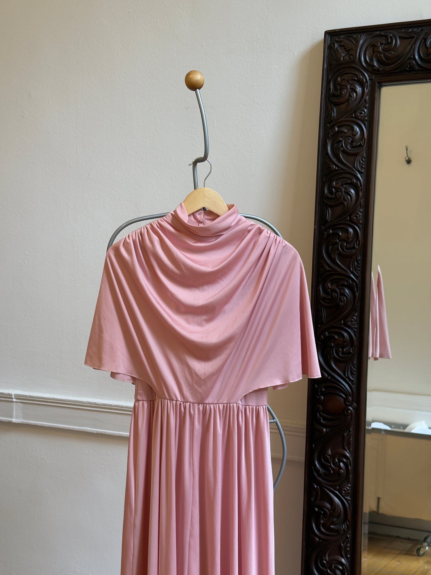 Vintage 70's Blush Pink Grecian Evening Dress
