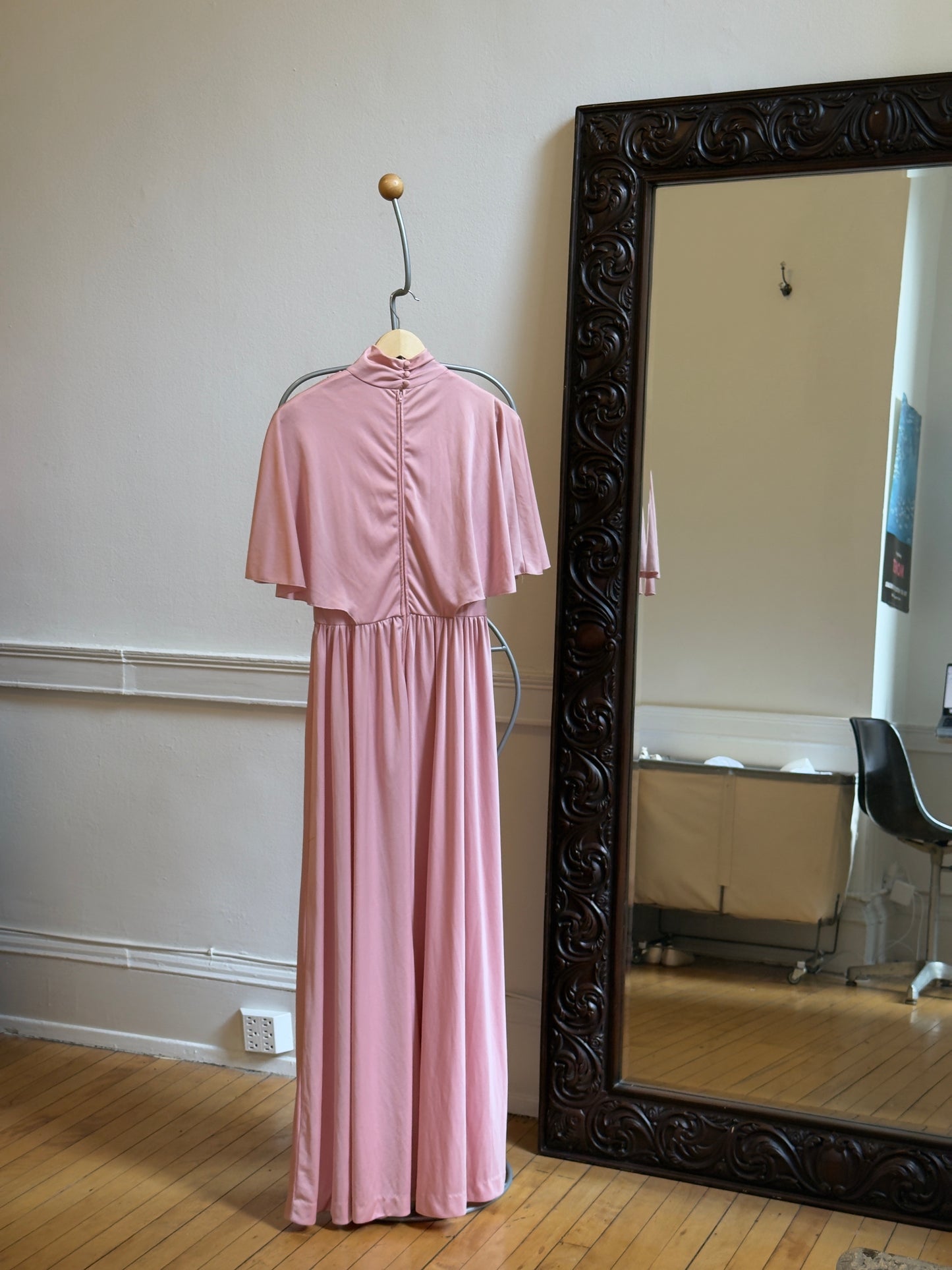 Vintage 70's Blush Pink Grecian Evening Dress