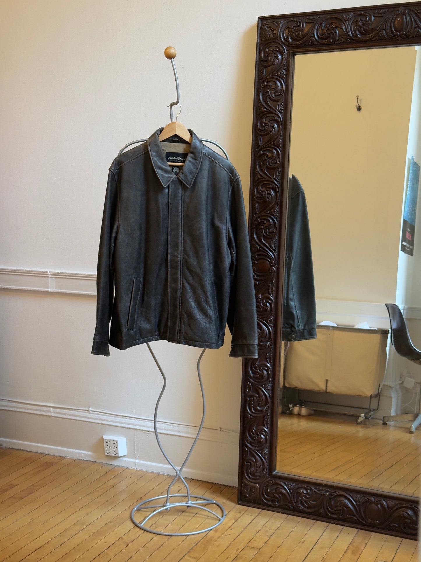 Vintage 90's Faded Black/Gray Leather Jacket