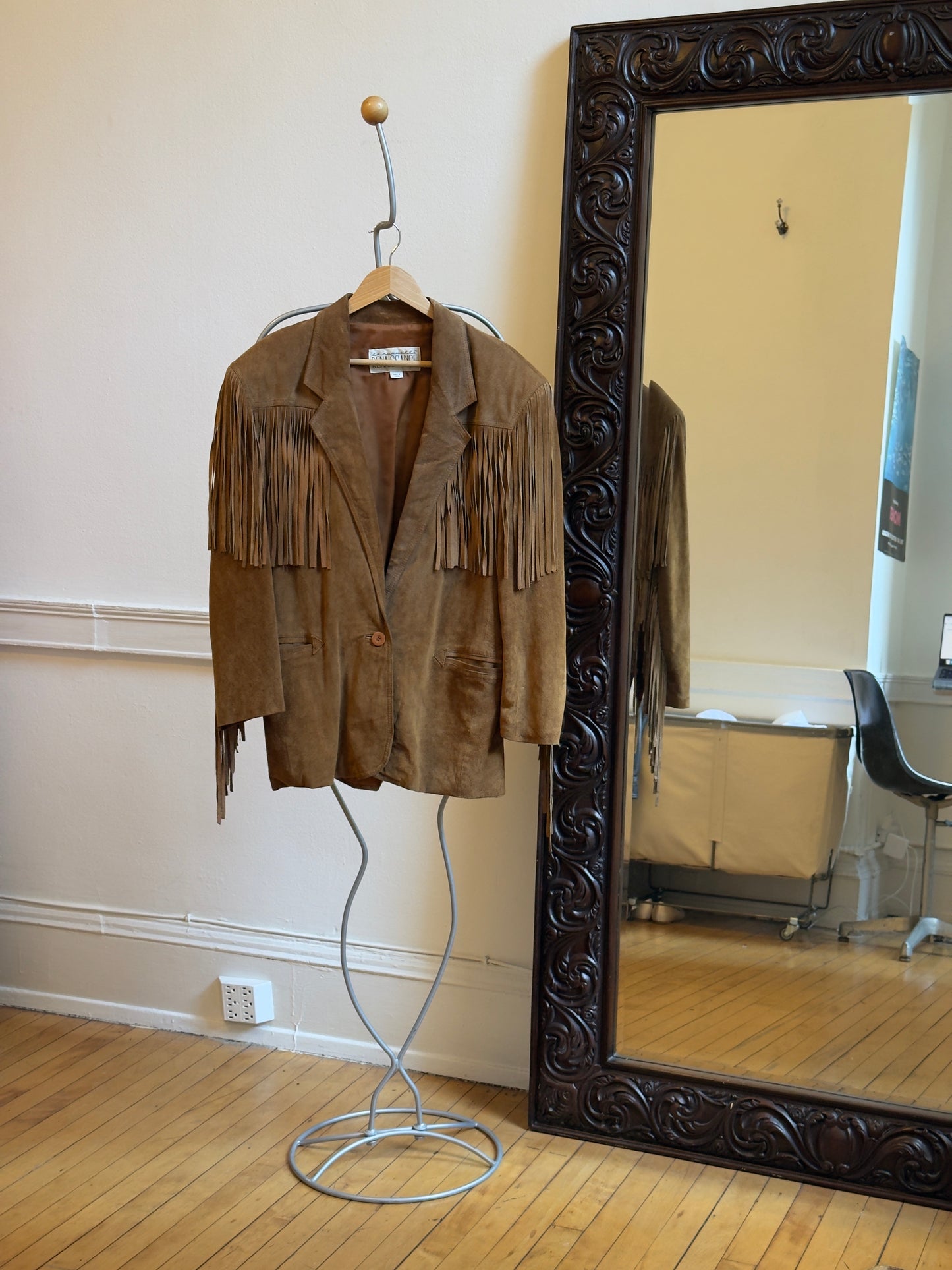 Vintage 70's Brown Western Fringe Suede Leather Blazer