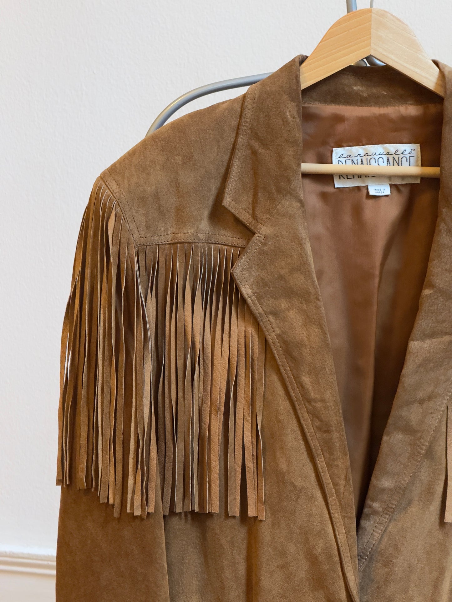 Vintage 70's Brown Western Fringe Suede Leather Blazer
