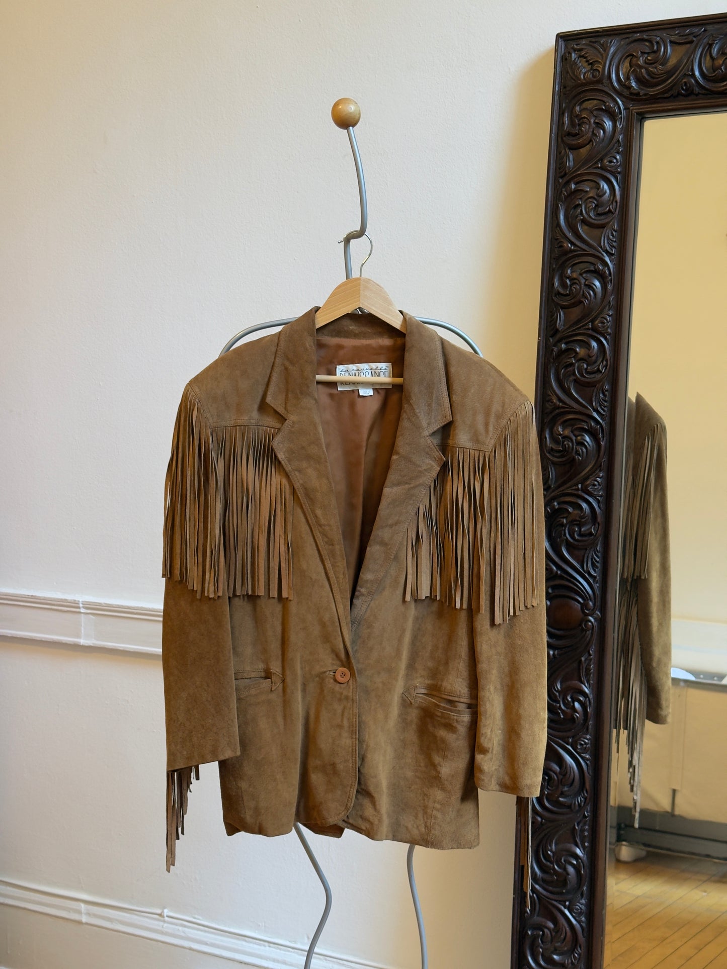 Vintage 70's Brown Western Fringe Suede Leather Blazer