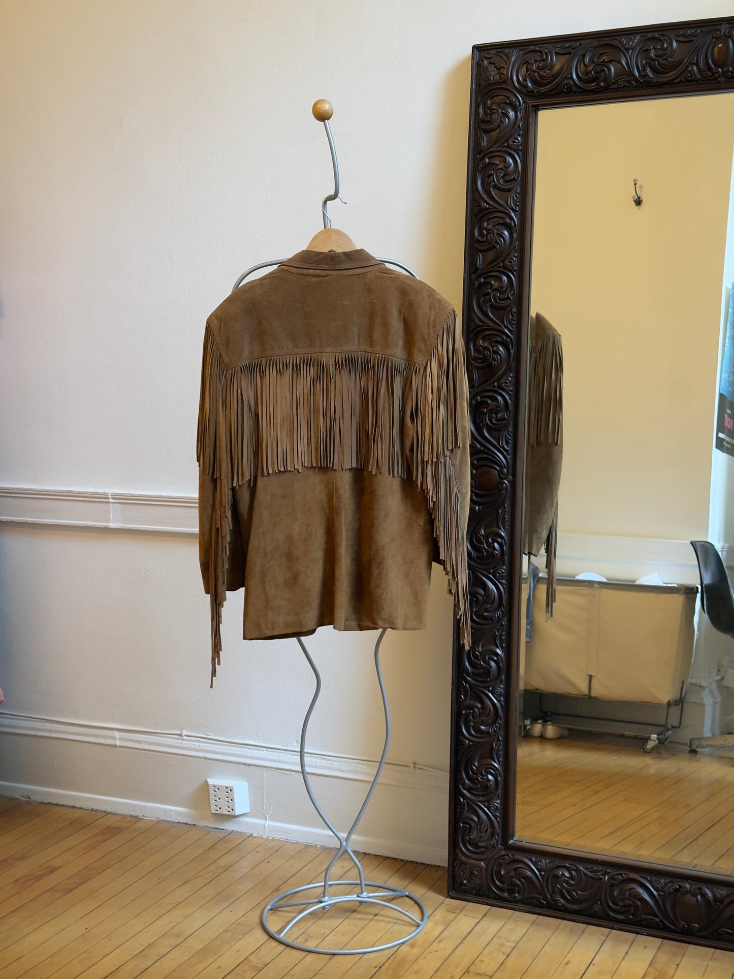 Vintage 70's Brown Western Fringe Suede Leather Blazer