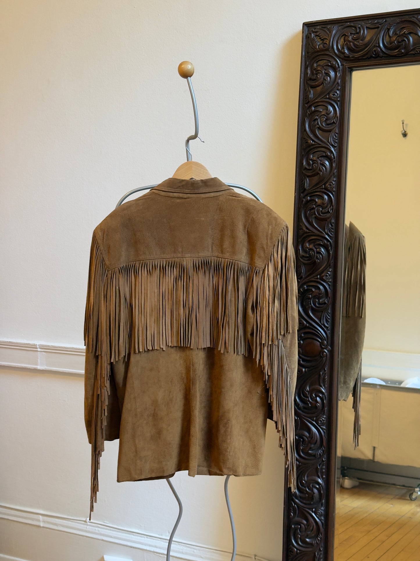 Vintage 70's Brown Western Fringe Suede Leather Blazer