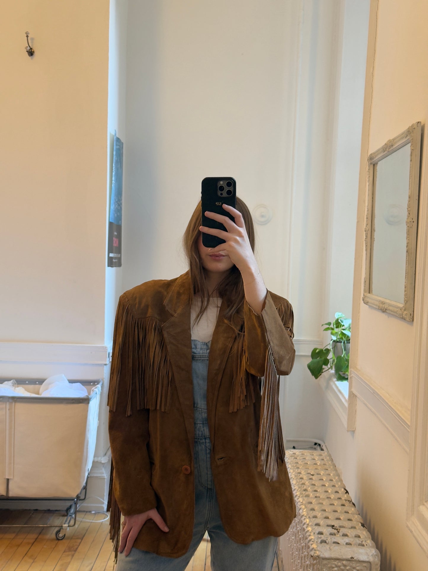 Vintage 70's Brown Western Fringe Suede Leather Blazer
