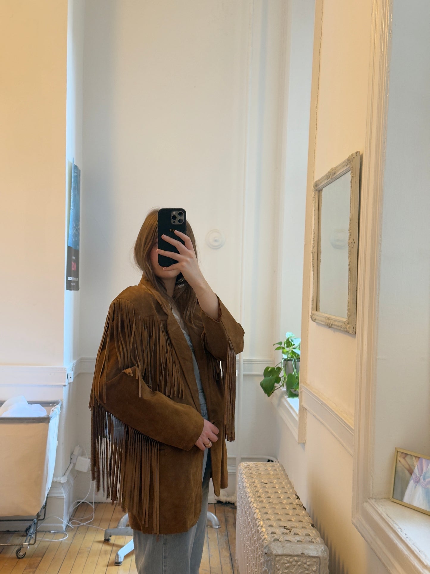 Vintage 70's Brown Western Fringe Suede Leather Blazer
