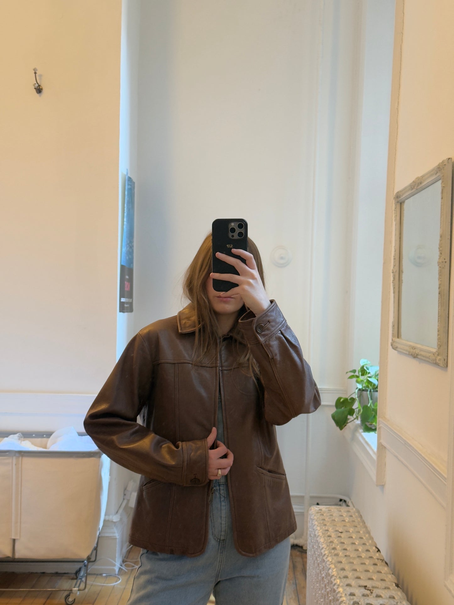 Vintage 90's Chocolate Brown Leather Jacket