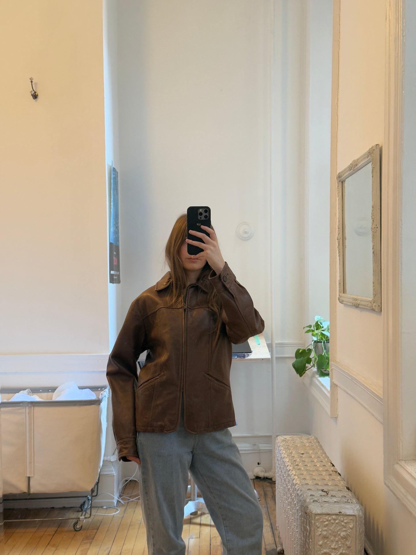 Vintage 90's Chocolate Brown Leather Jacket