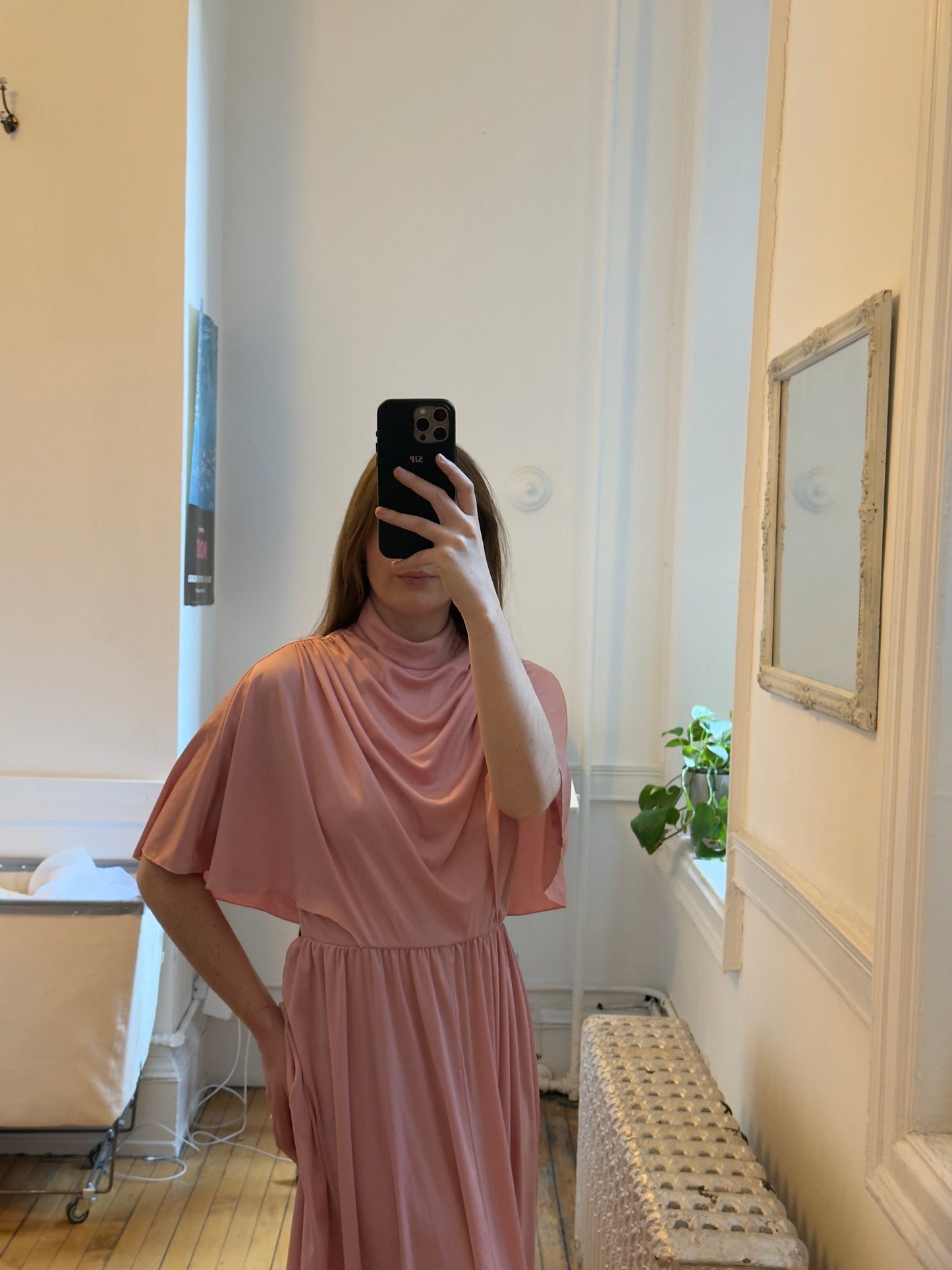 Vintage 70's Blush Pink Grecian Evening Dress