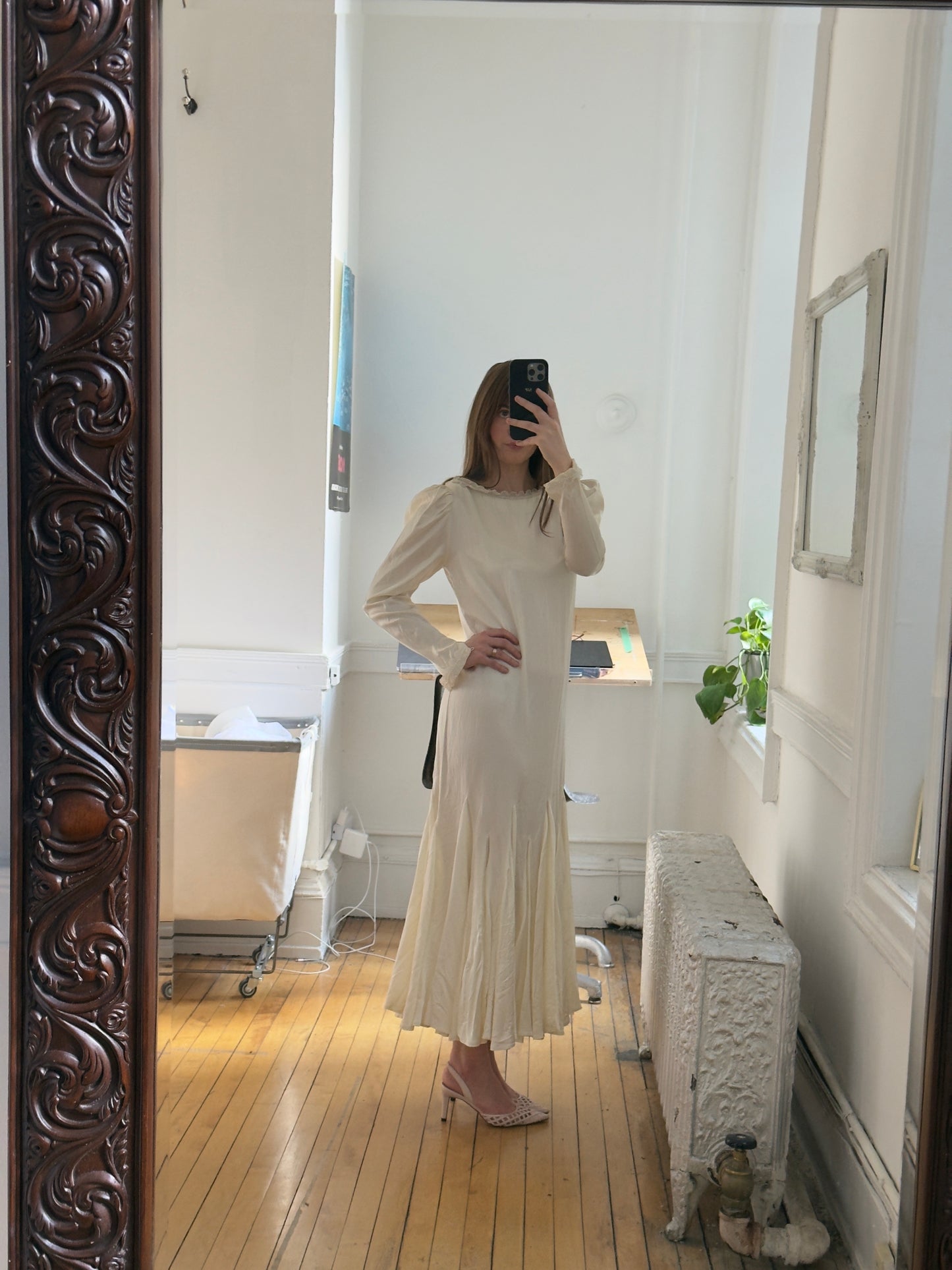 Vintage 60's Satin Drop Waist Bridal Dress