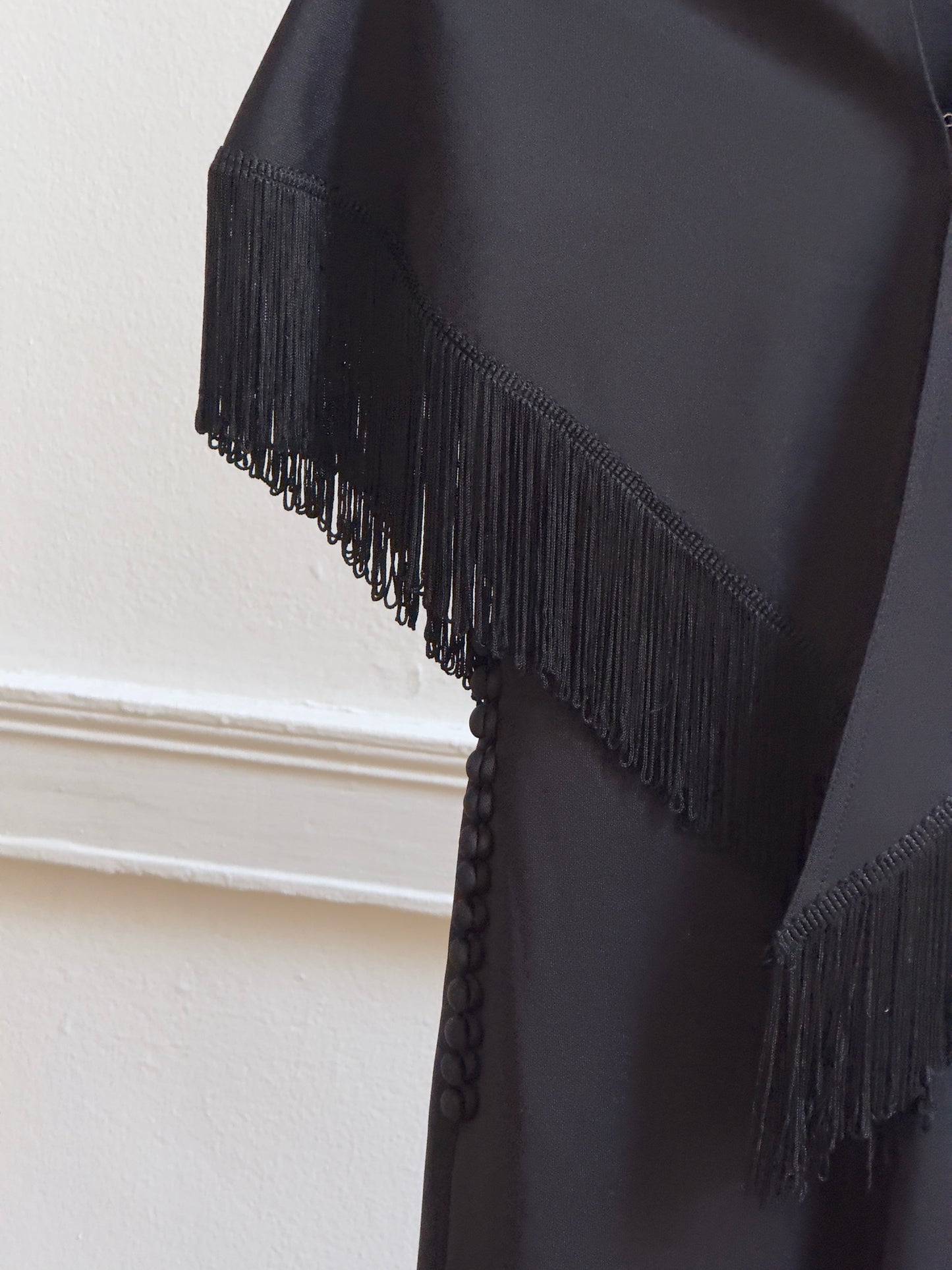 Vintage 60's Black Evening Dress with Fringe Cape