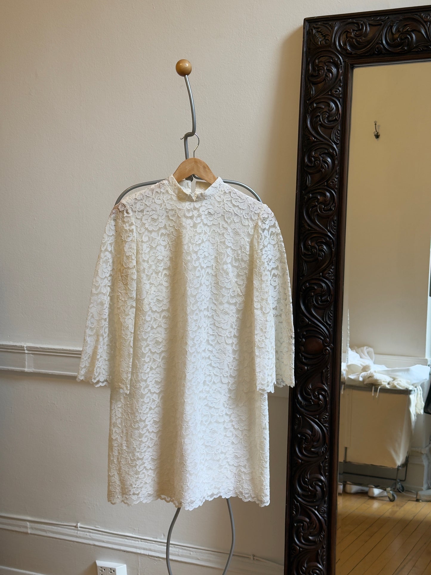 Vintage 60's High Neck Lace Mini Shift Dress