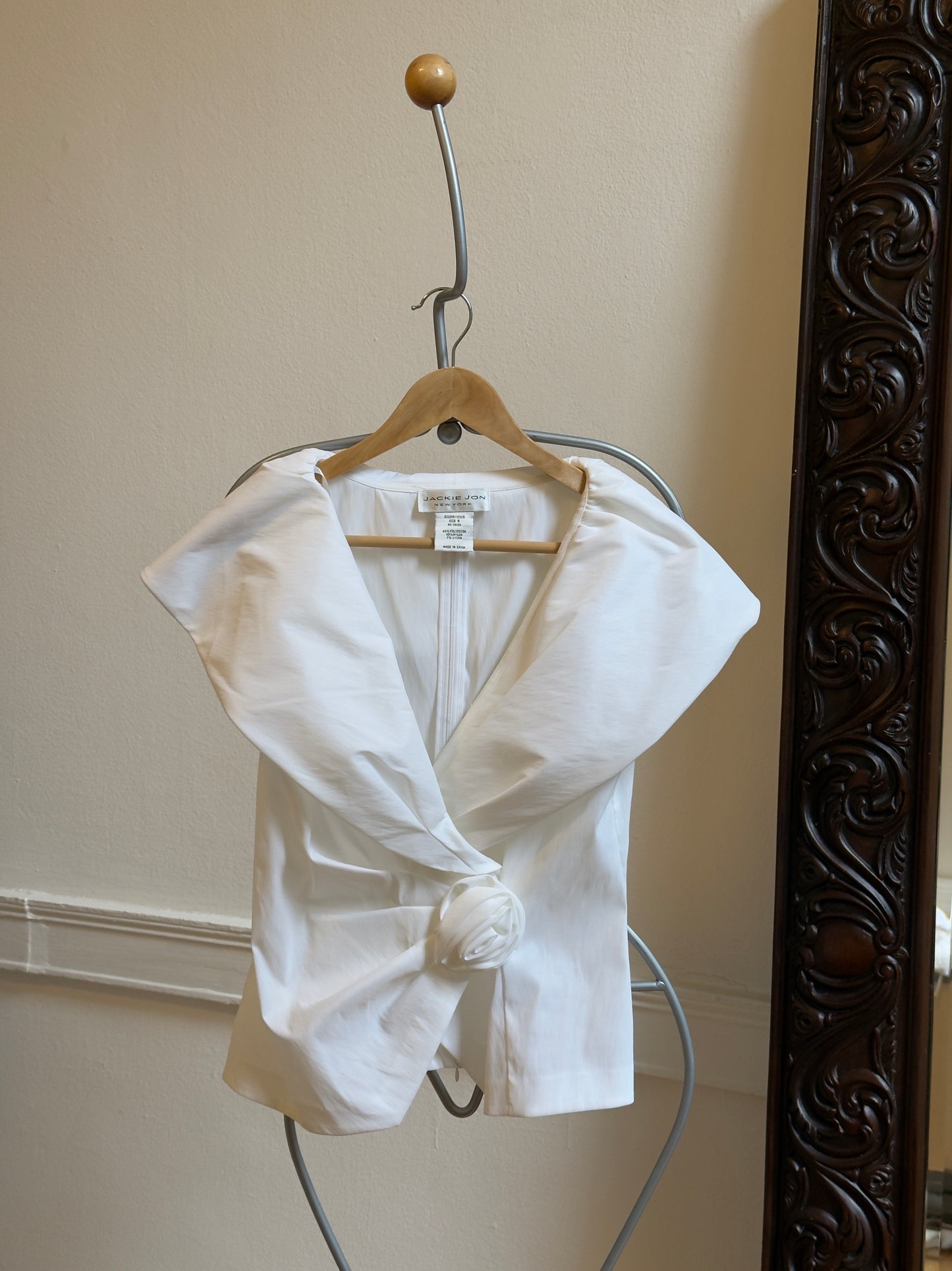 Vintage 80's Crisp White Sleeveless Rosette Top