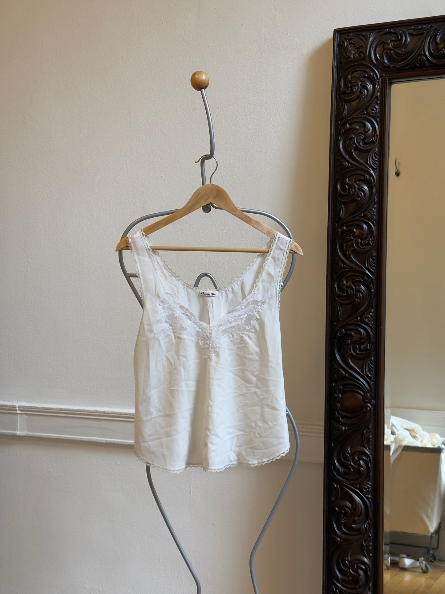 Vintage 90's Ivory Christian Dior Lace Embroidered Camisole