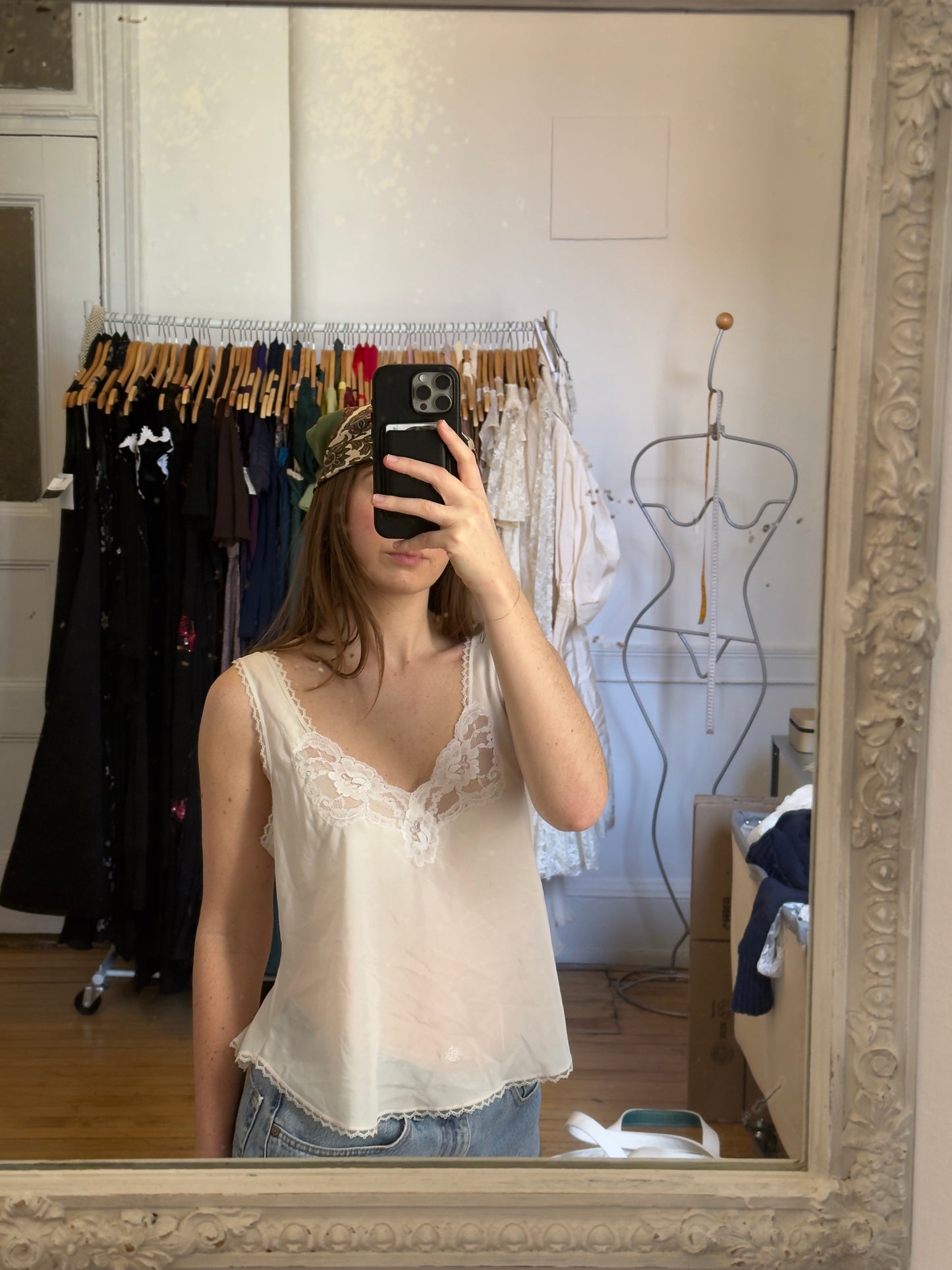 Vintage 90's Ivory Christian Dior Lace Embroidered Camisole
