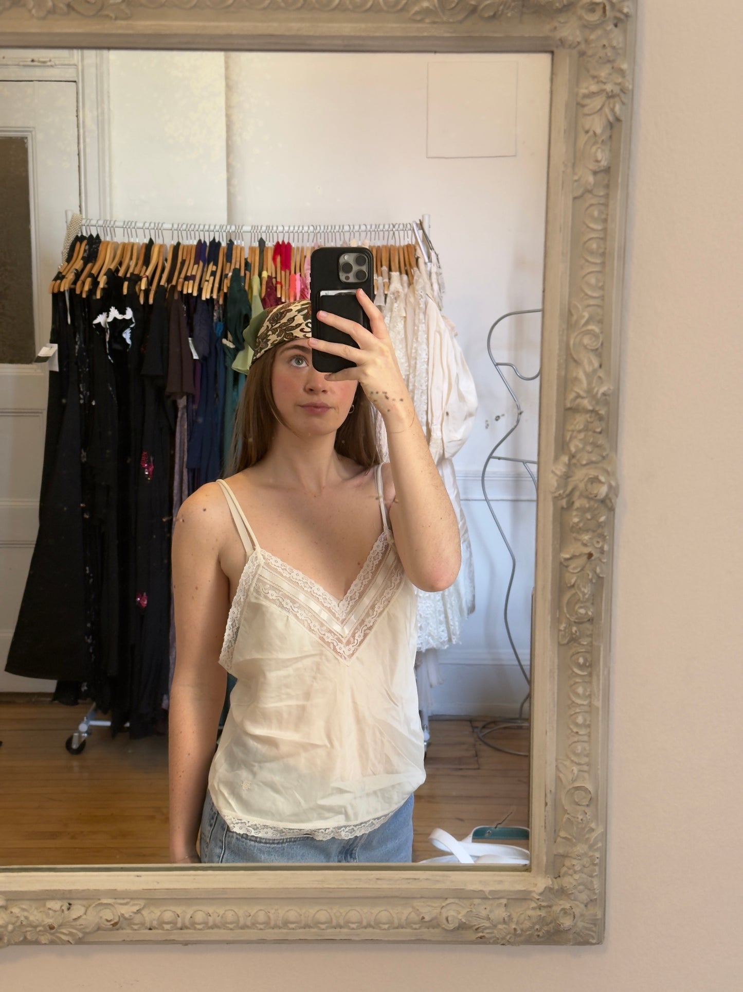 Vintage 80's Ivory Christian Dior Lace Embroidered Camisole
