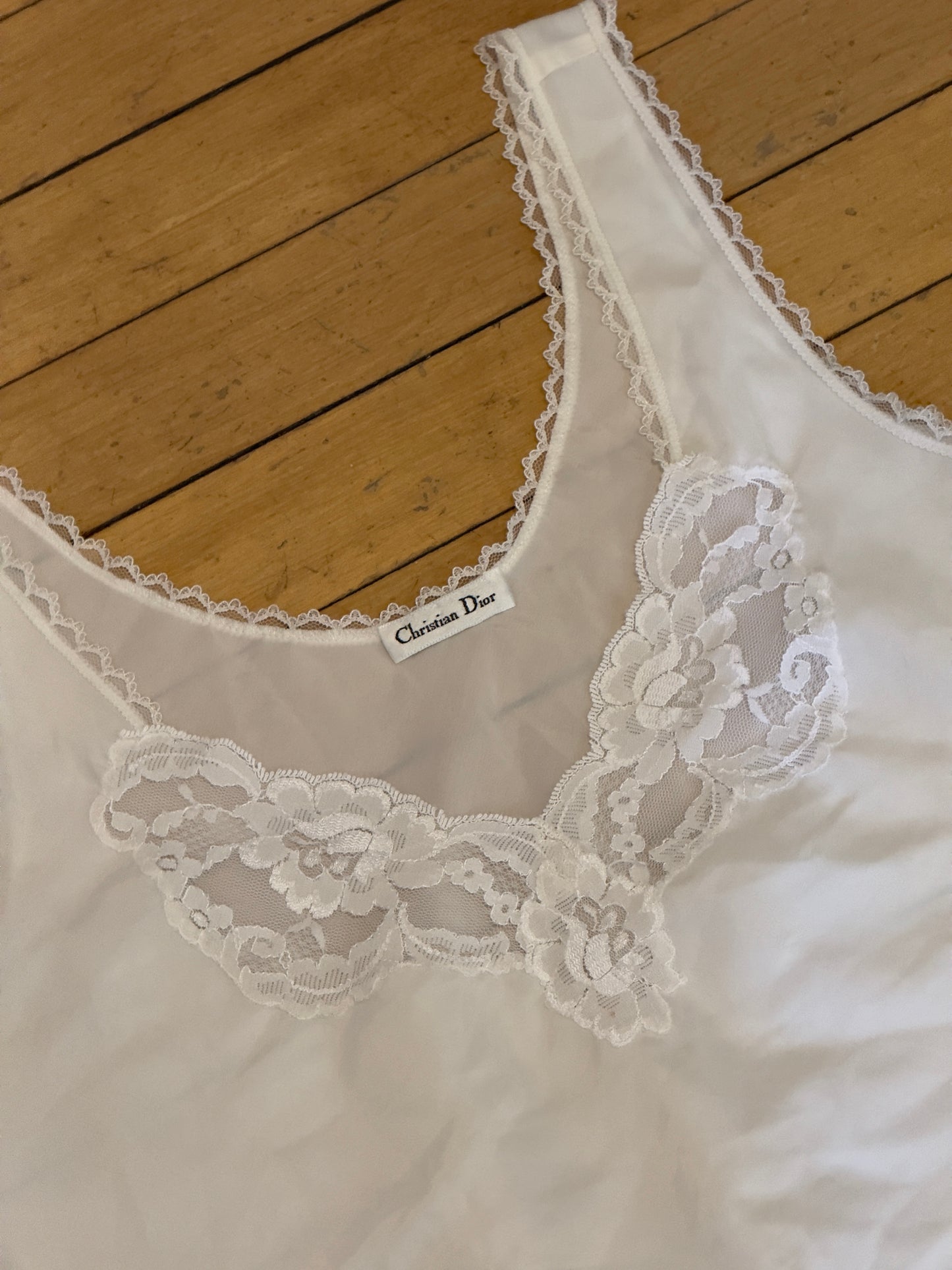Vintage 90's Ivory Christian Dior Lace Embroidered Camisole