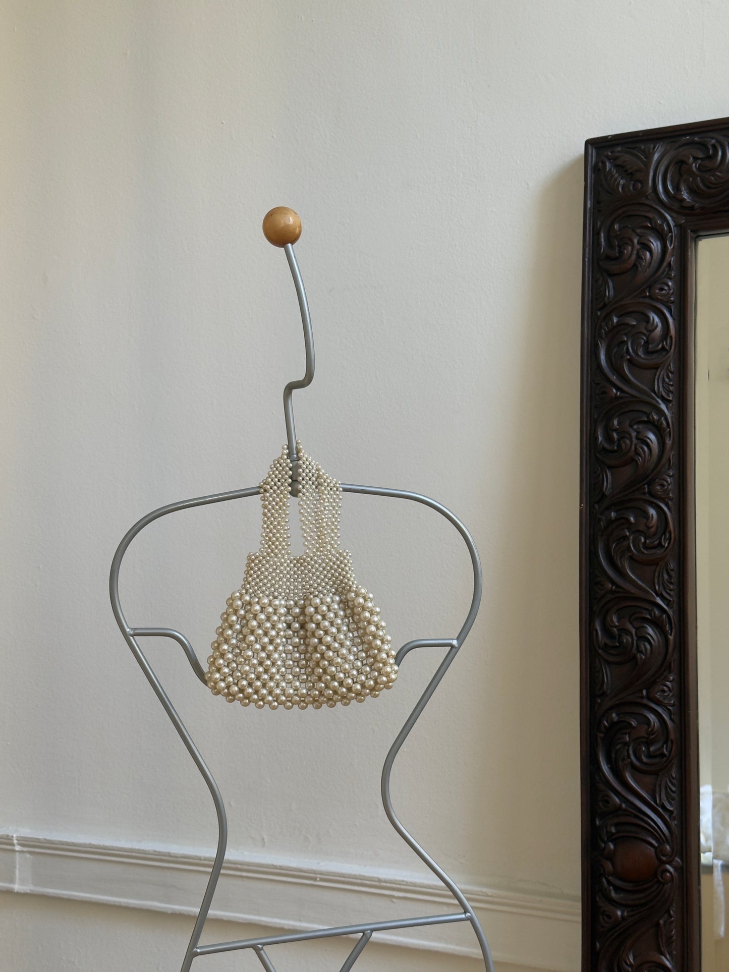 Vintage 60's Cream Pearl Evening Bag