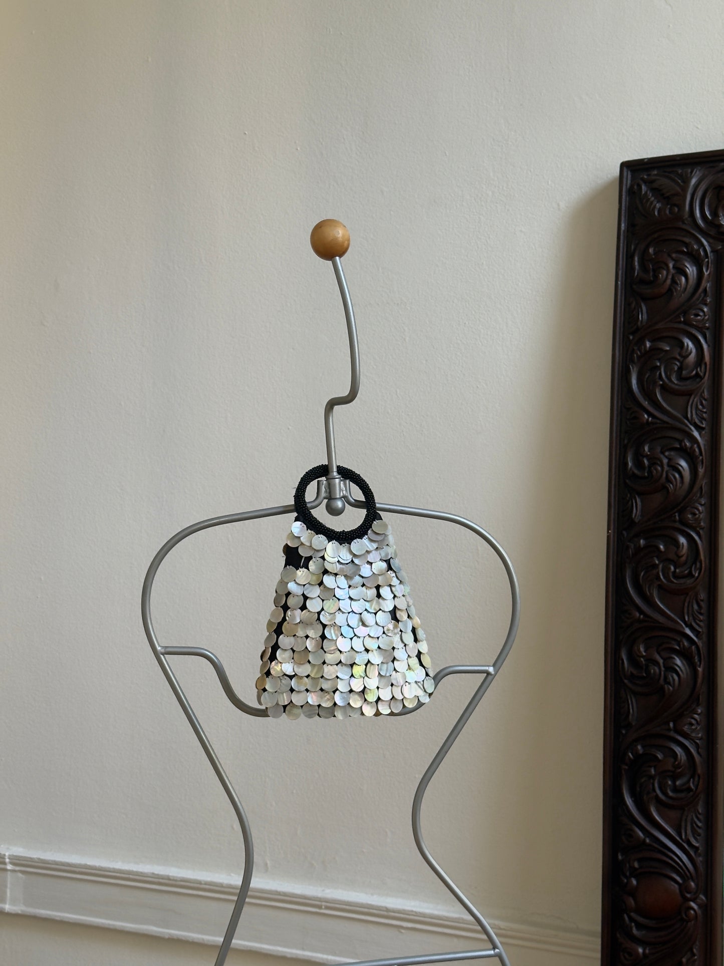 Vintage 90's Black Mother of Pearl Shell Purse