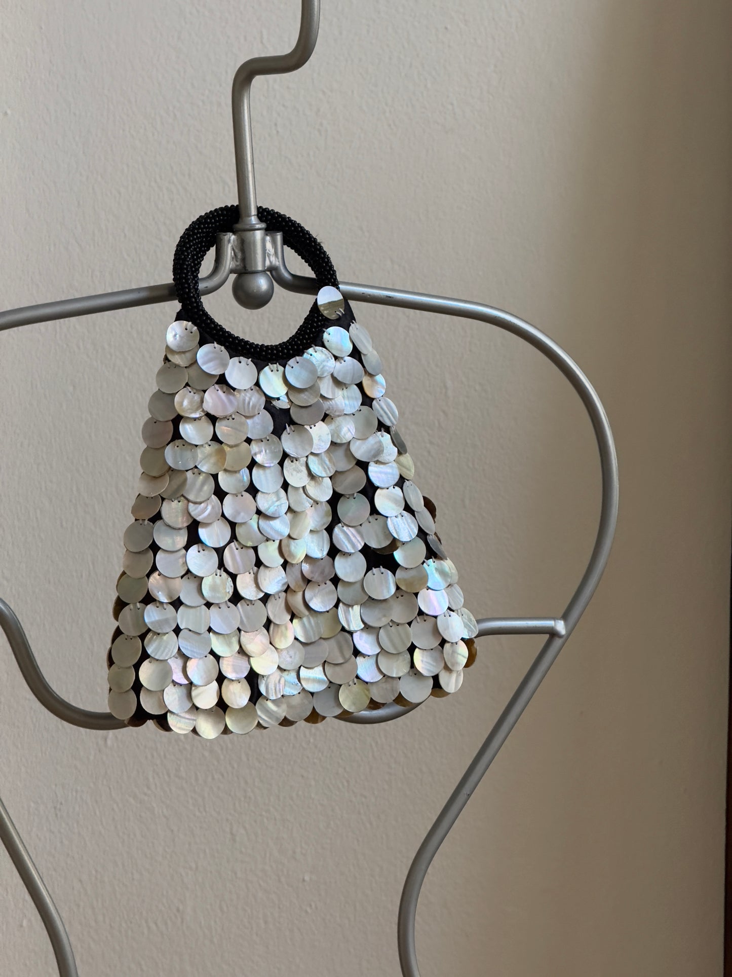 Vintage 90's Black Mother of Pearl Shell Purse