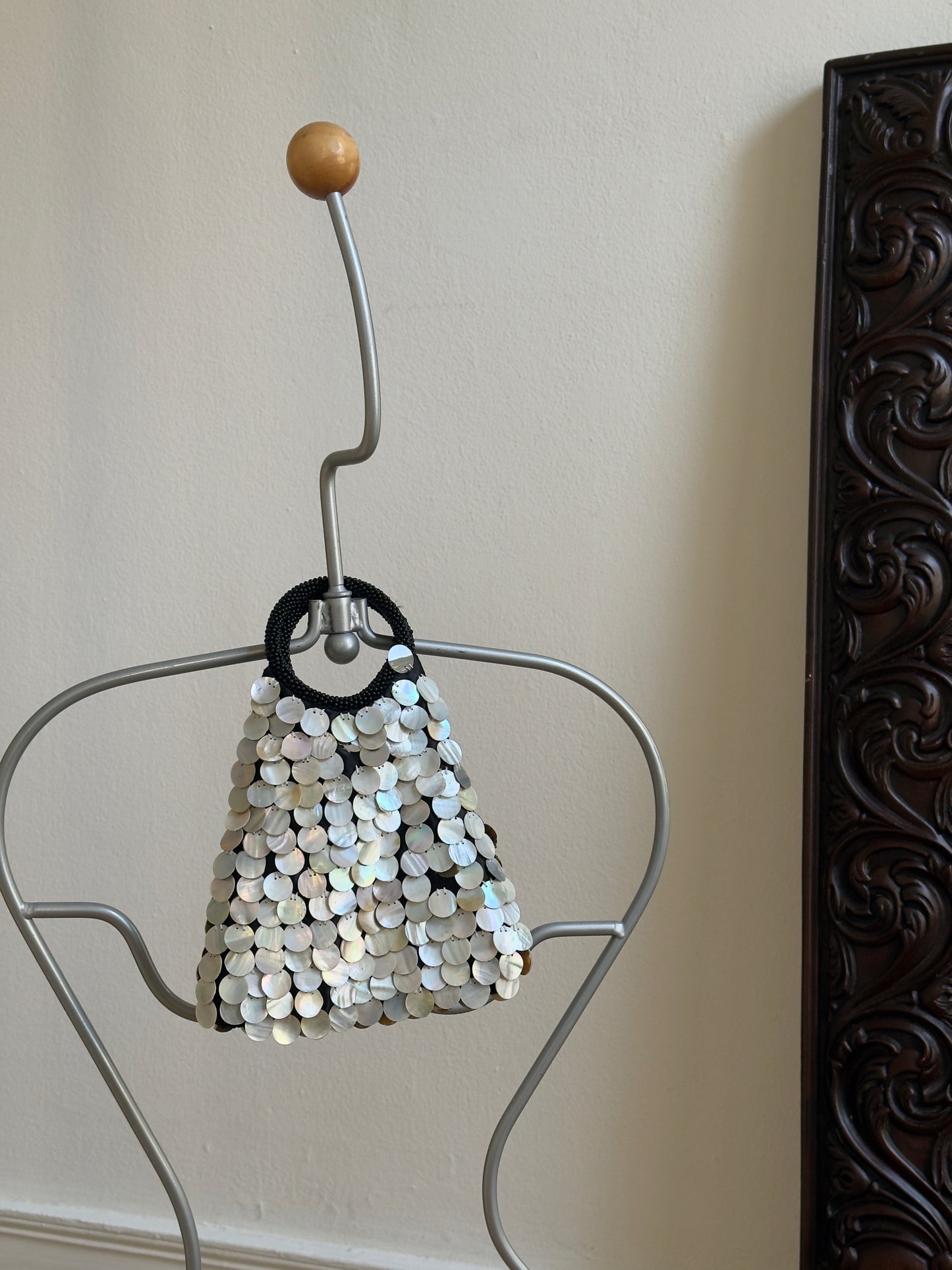 Vintage 90's Black Mother of Pearl Shell Purse