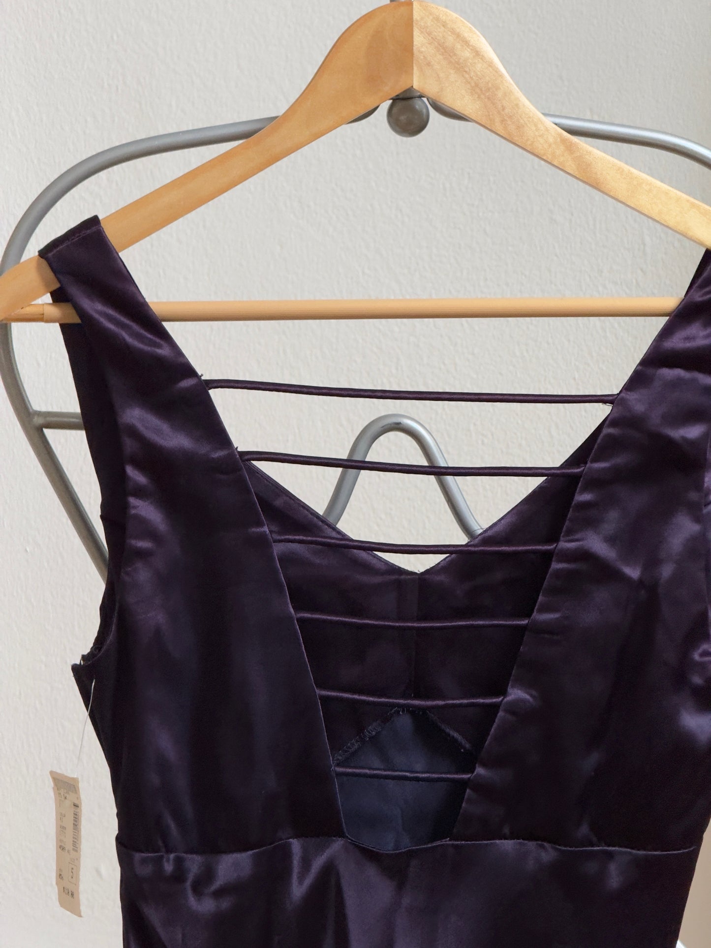 Vintage 90's Eggplant Purple Satin Evening Maxi Dress