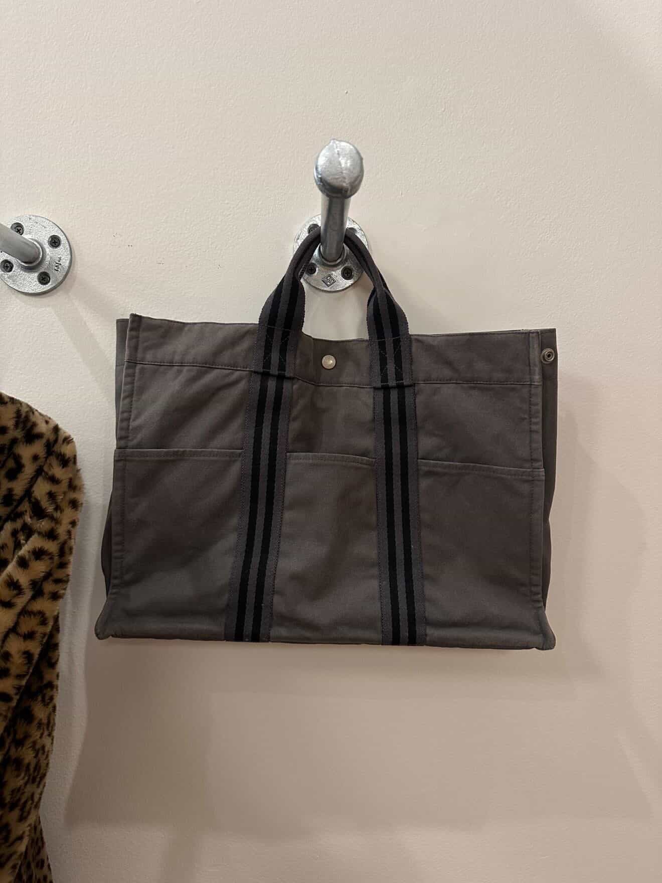 Vintage Grey & Navy Canvas Fourre Tout MM Tote Bag by Hermès (Late 1990s / Early 2000s)