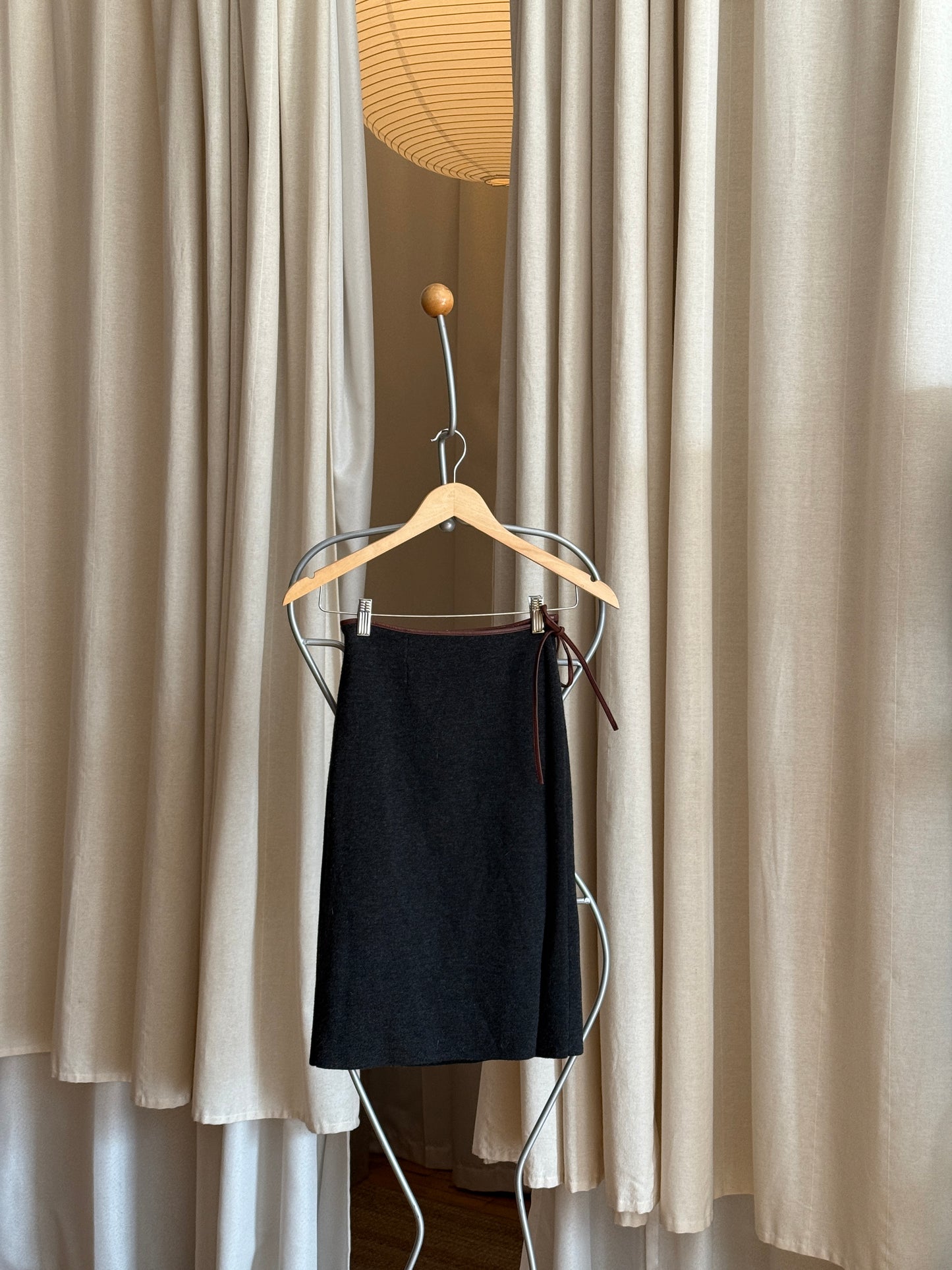 Vintage grey 100% wool tie wrap skirt by Ralph Lauren Sport