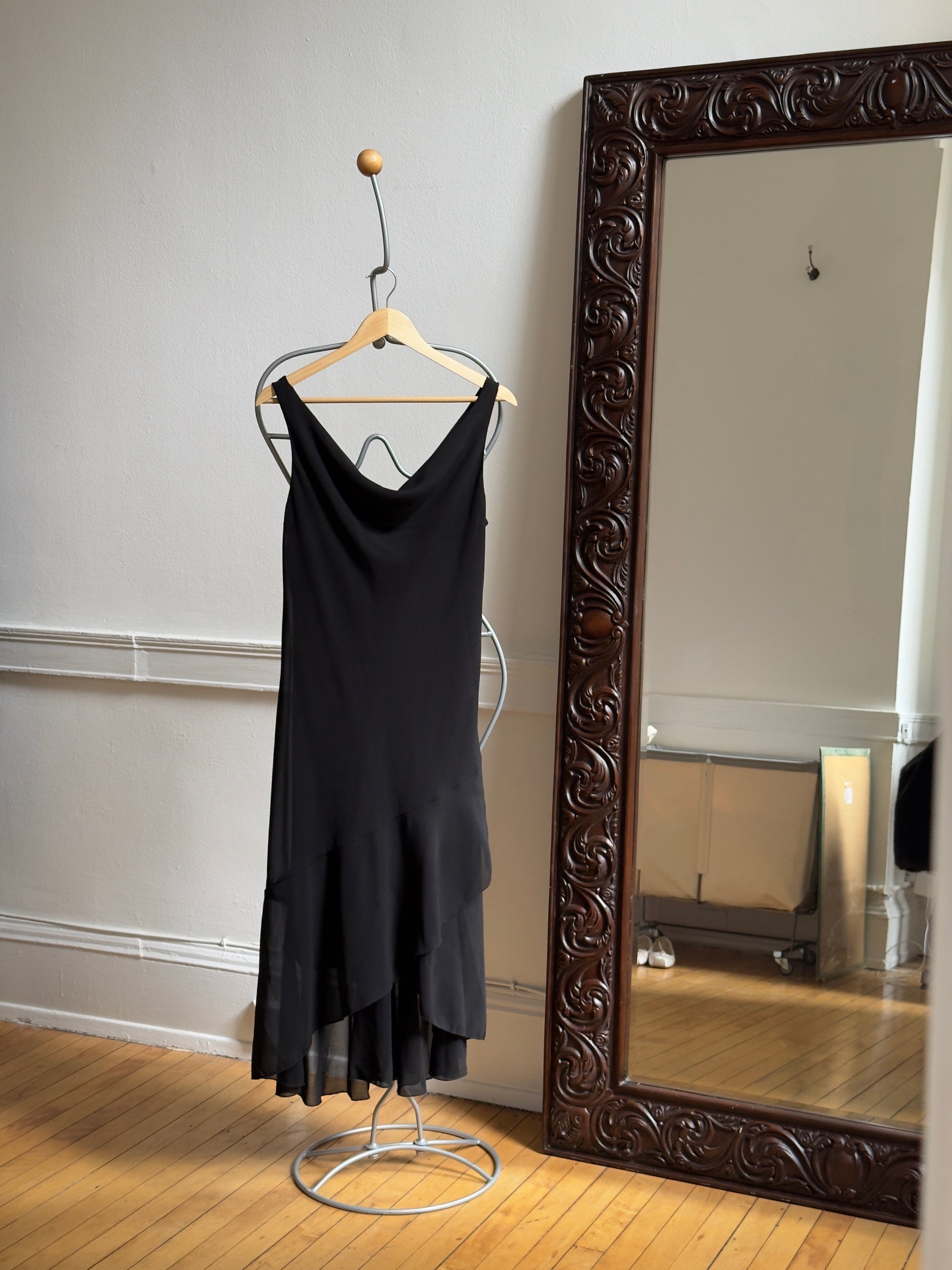 Vintage 90's Black Cowl Neck Midi Evening Dress Vintage 90's Black Cowl Neck Midi Evening Dress