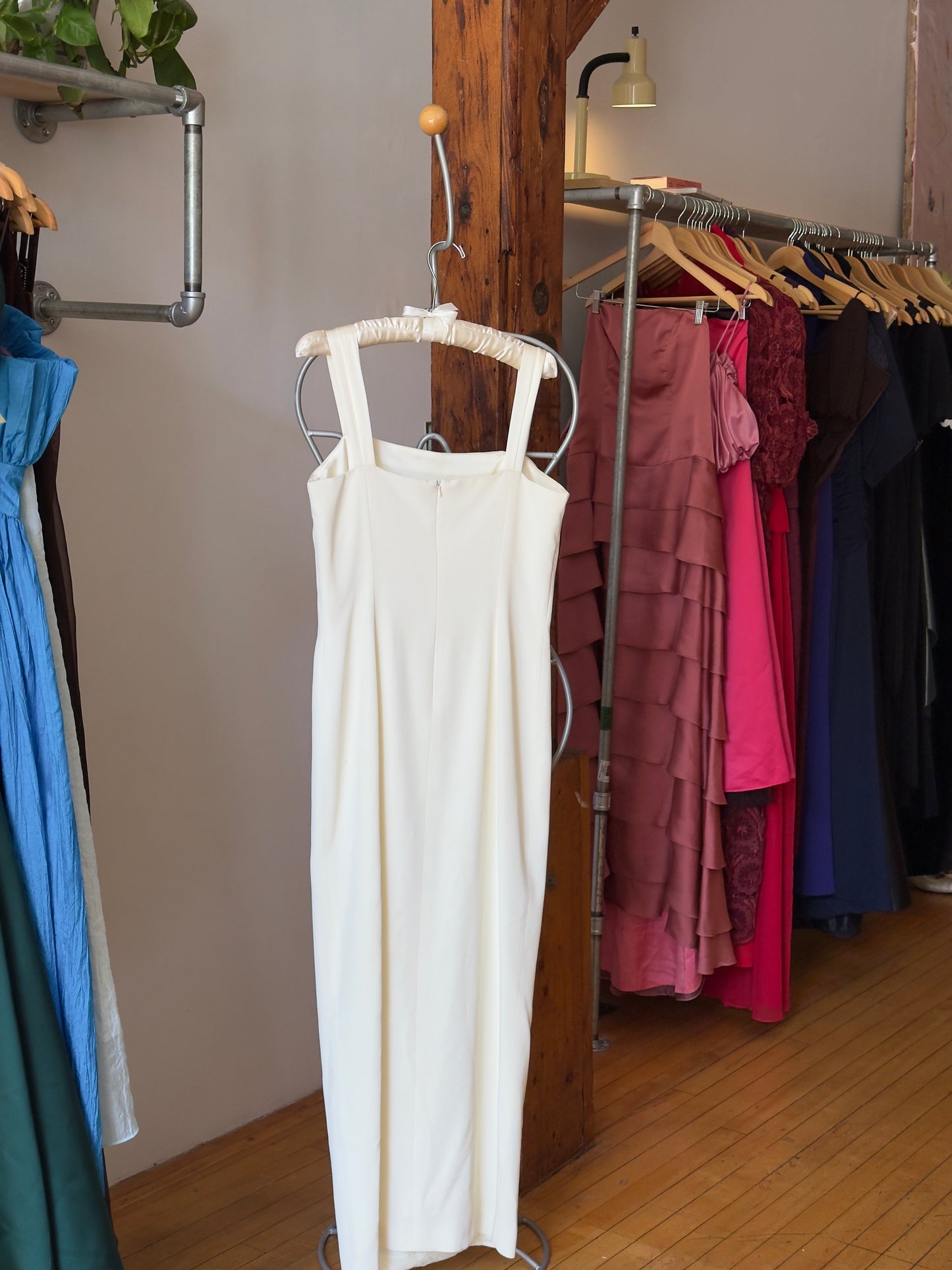 Vintage 90's Minimalist Bridal Dress with Bow Detail