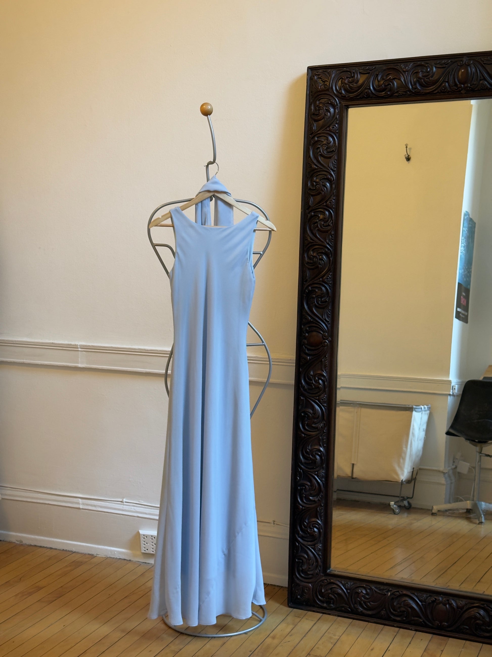 Vintage 90's Powder Blue Evening Dress with Neck Scarf Found by Steph Vintage 90's Powder Blue Evening Dress with Neck Scarf Found by Steph