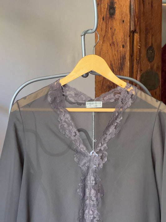 Vintage 60's Emilio Pucci x Formfit Rogers Grey Sheer Lingerie Dress/Top