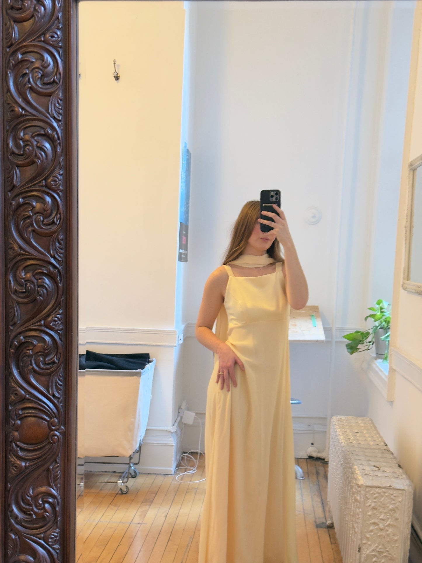 yellow dress with neck scarf Vintage 80's Butter Yellow Evening Dress with Neck Scarf – Found by Steph