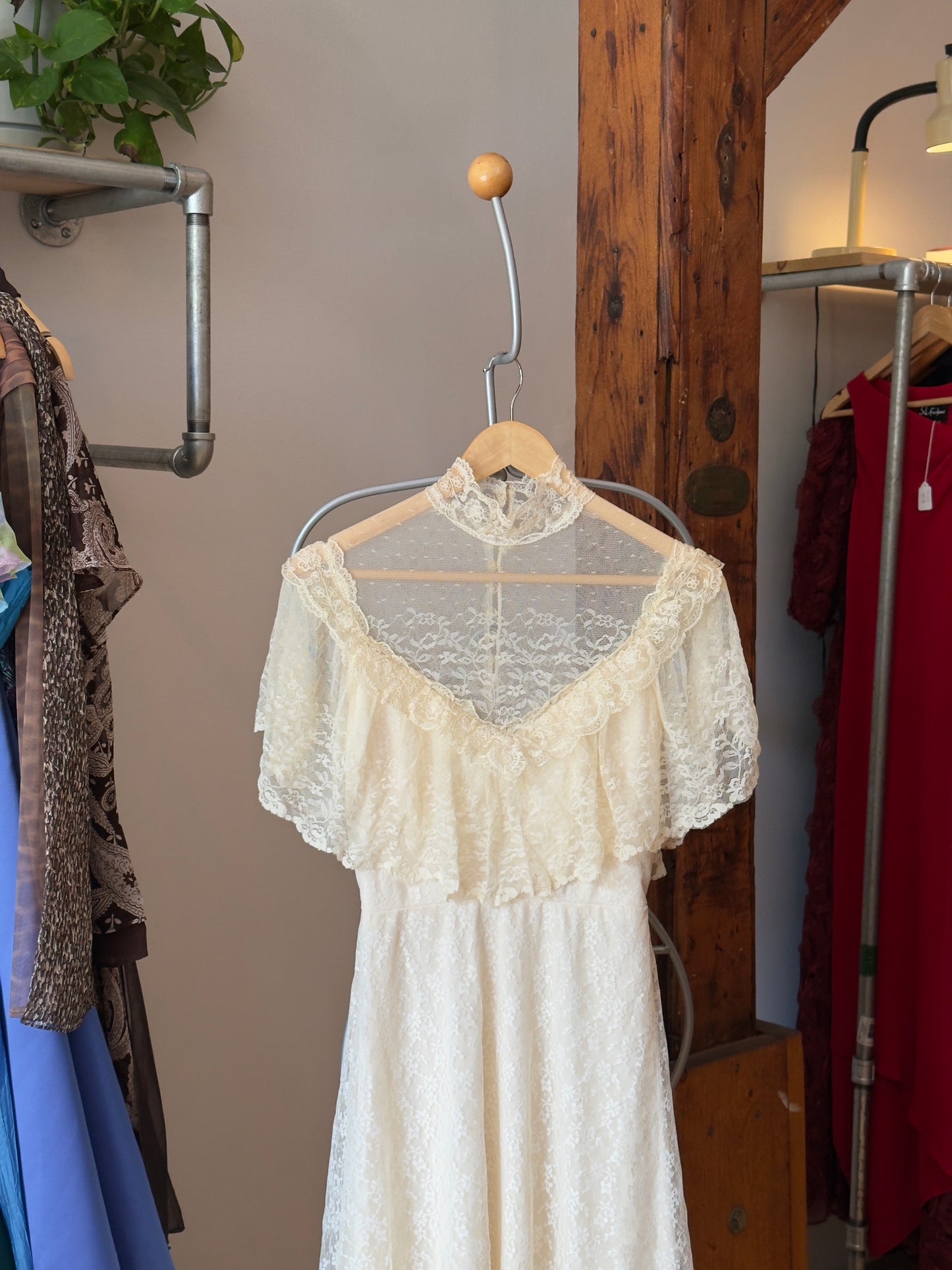 Vintage 70's Allover Lace Wedding Dress (Hold)