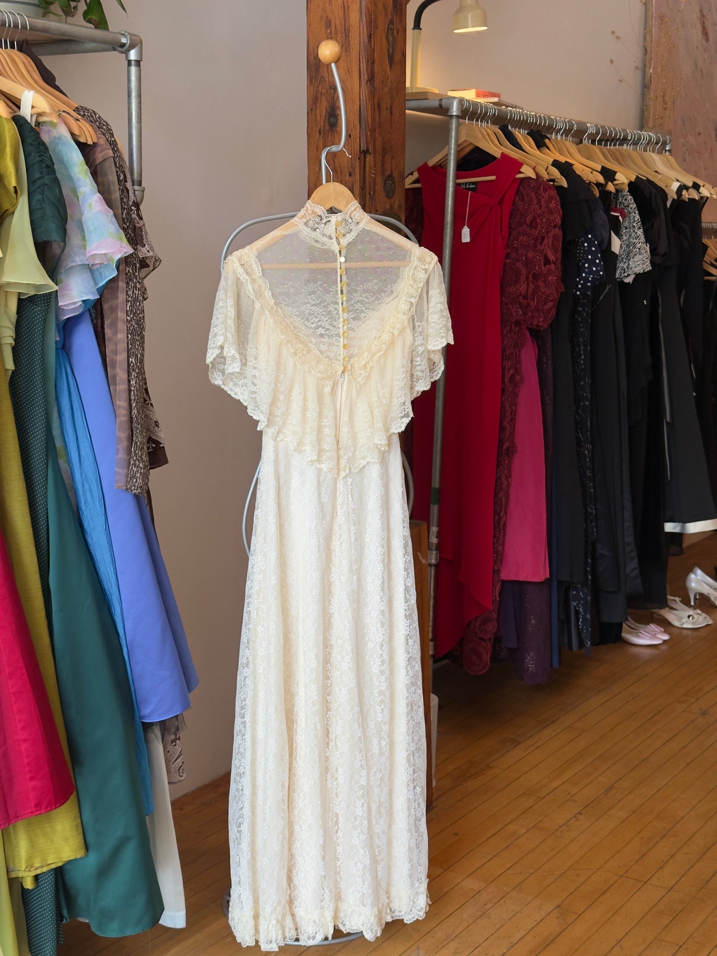 Vintage 70's Allover Lace Wedding Dress (Hold)