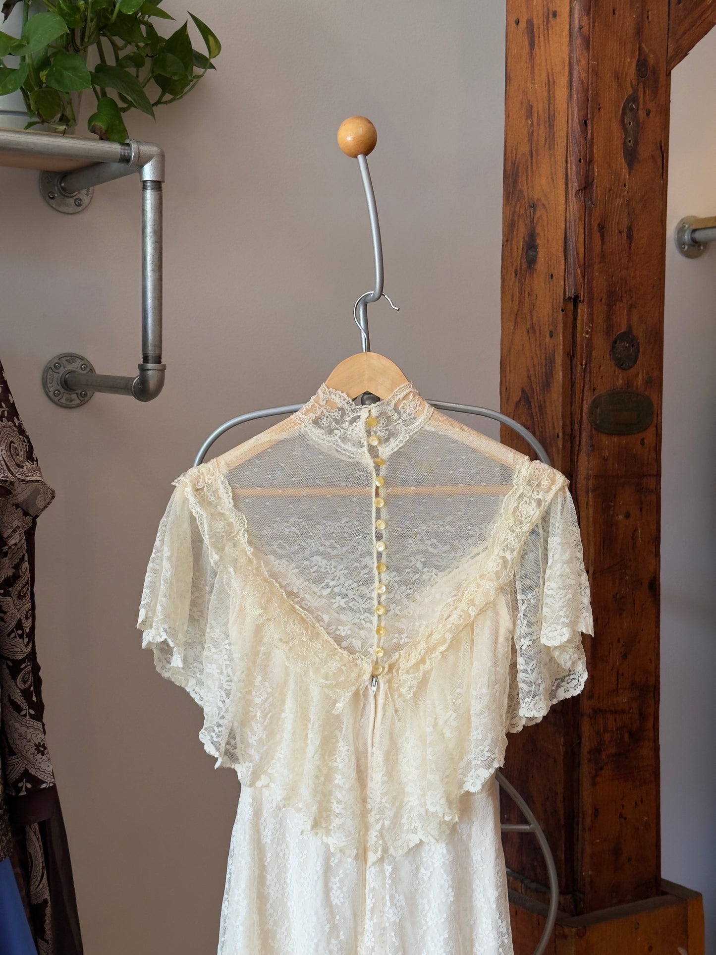 Vintage 70's Allover Lace Wedding Dress (Hold)
