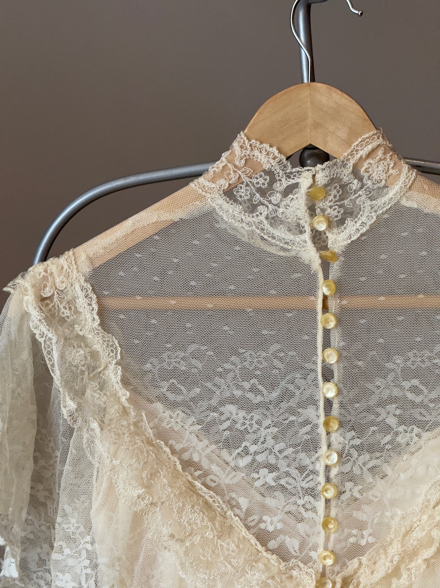 Vintage 70's Allover Lace Wedding Dress (Hold)
