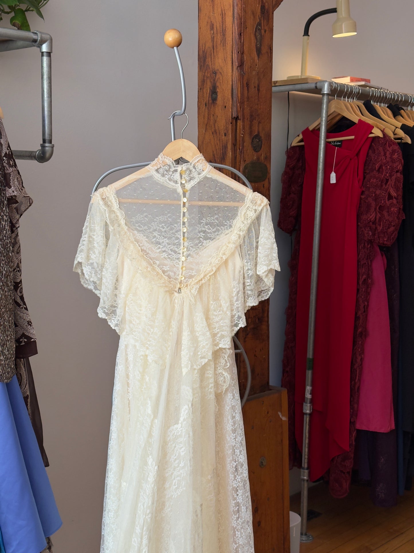 Vintage 70's Allover Lace Wedding Dress (Hold)