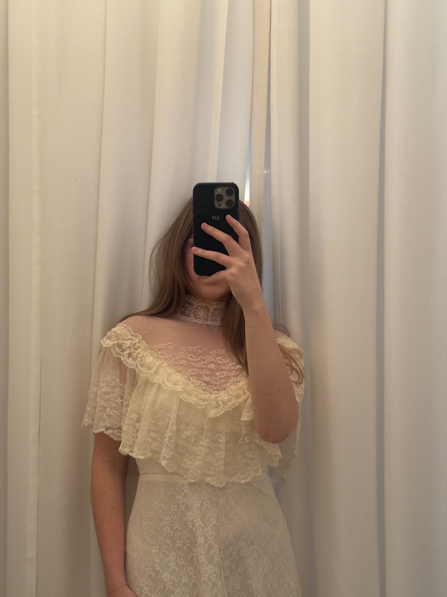 Vintage 70's Allover Lace Wedding Dress (Hold)