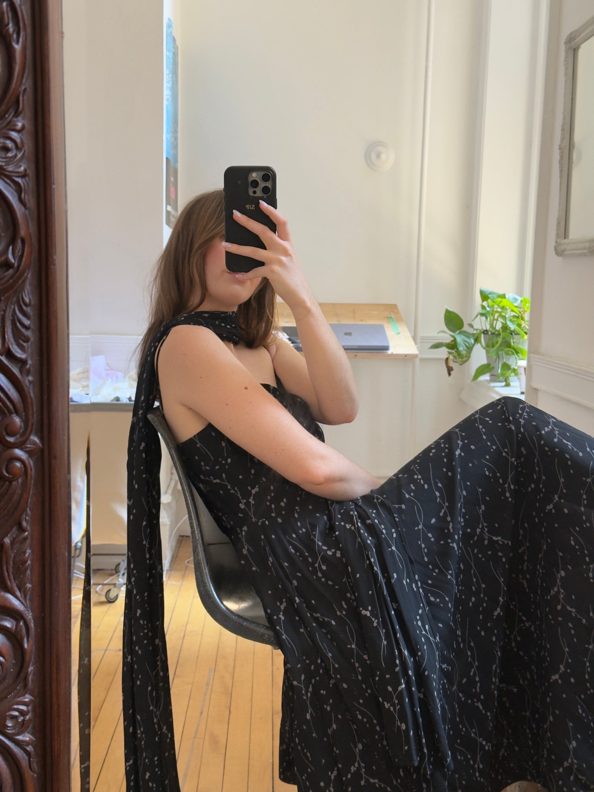 Vintage 80's Black Handkerchief Hem Evening Dress with Neck Scarf Found by Steph Vintage 80's Black Handkerchief Hem Evening Dress with Neck Scarf Found by Steph
