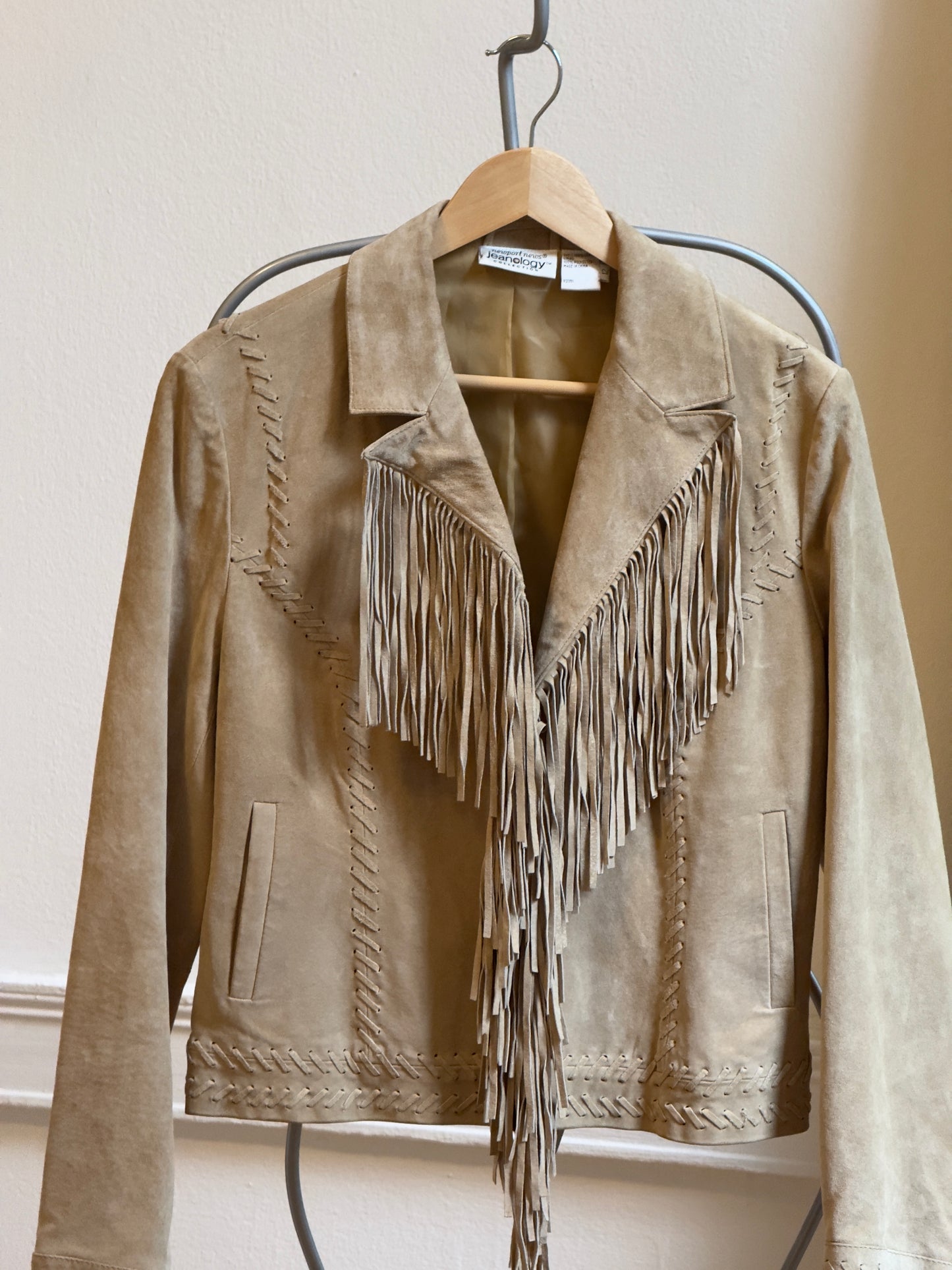 Vintage 90's Light Brown Suede Fringe Western Jacket