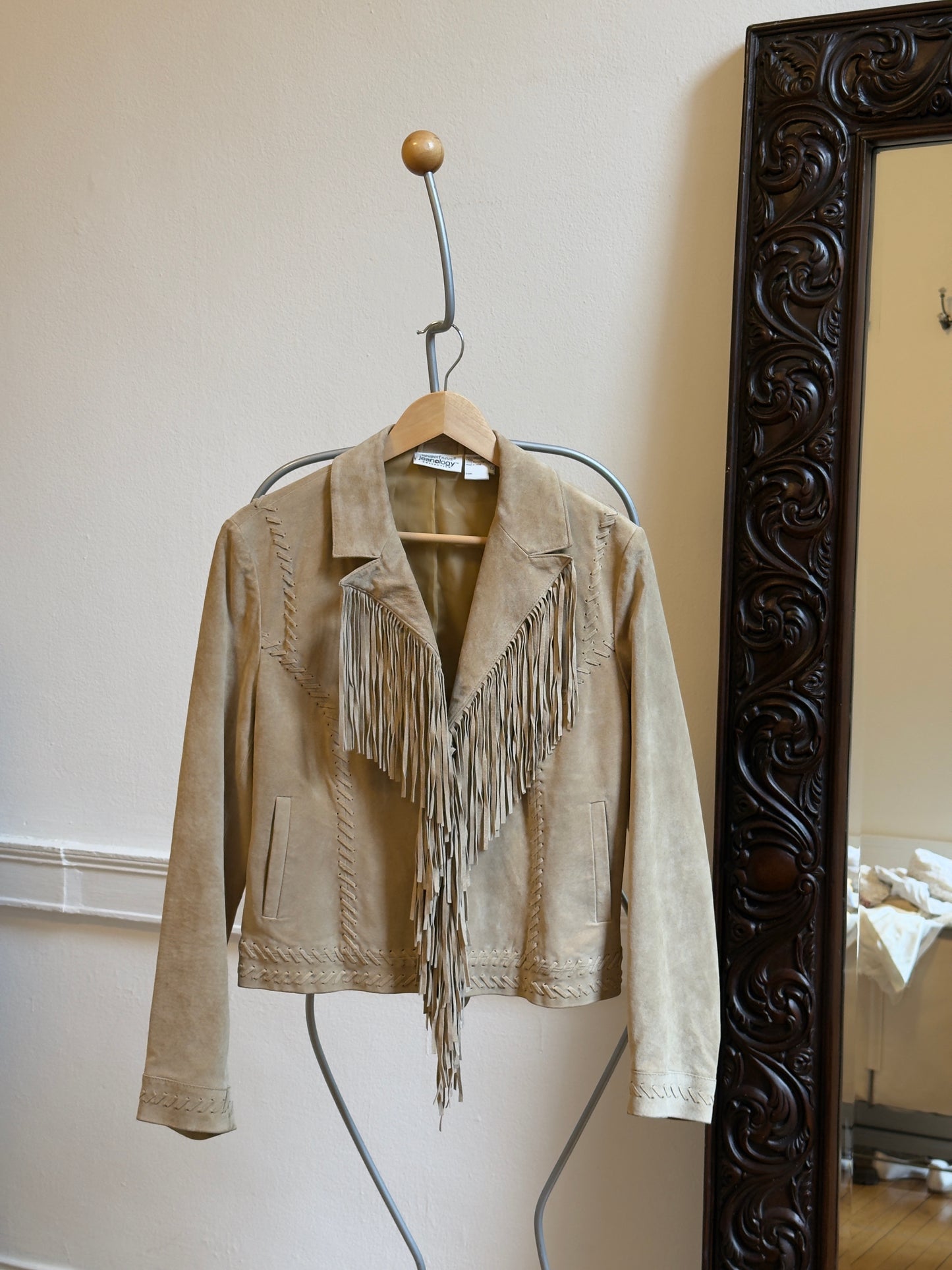 Vintage 90's Light Brown Suede Fringe Western Jacket
