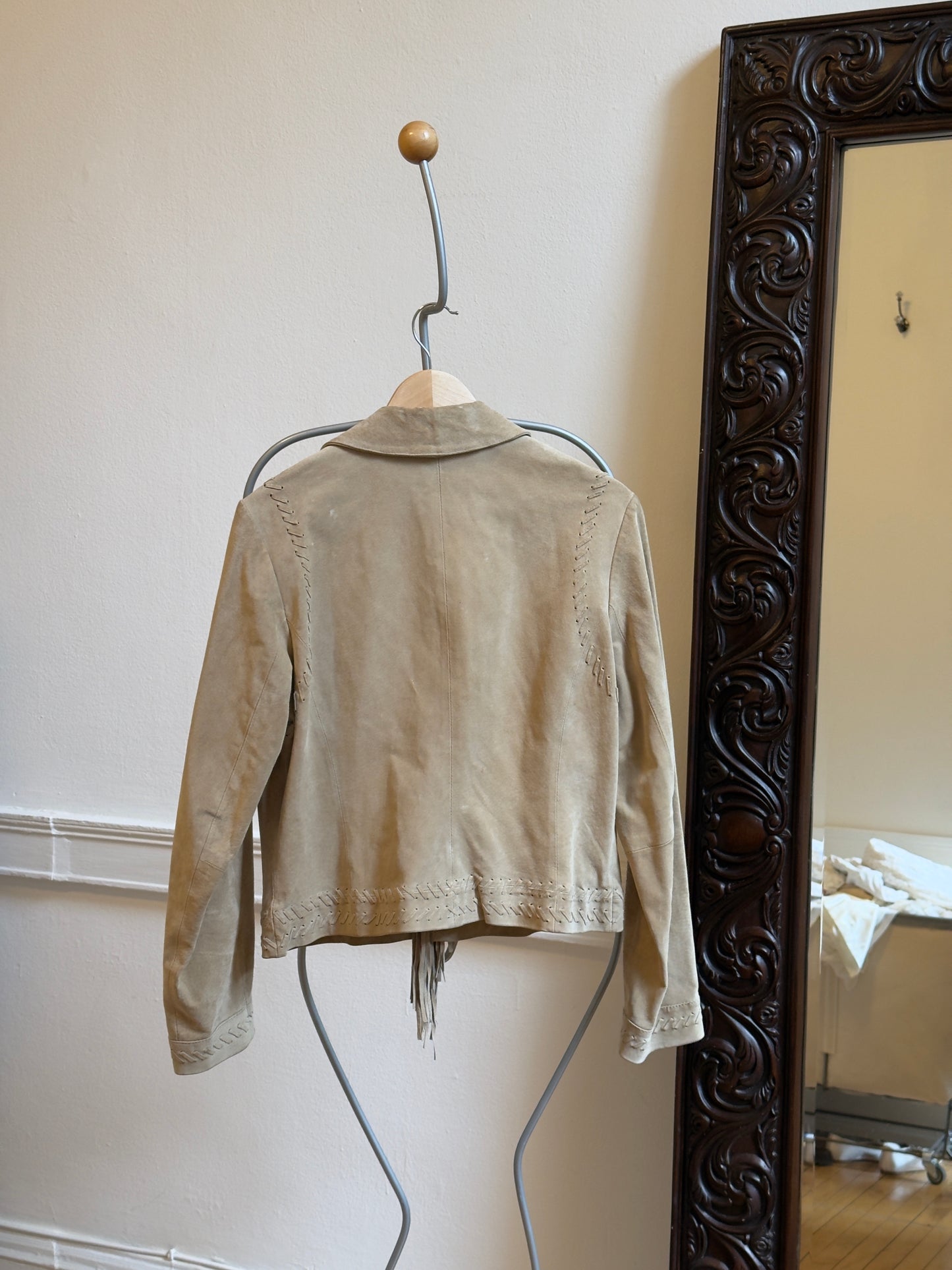 Vintage 90's Light Brown Suede Fringe Western Jacket