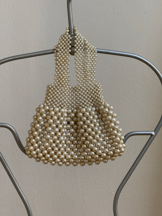 Vintage 60's Cream Pearl Evening Bag