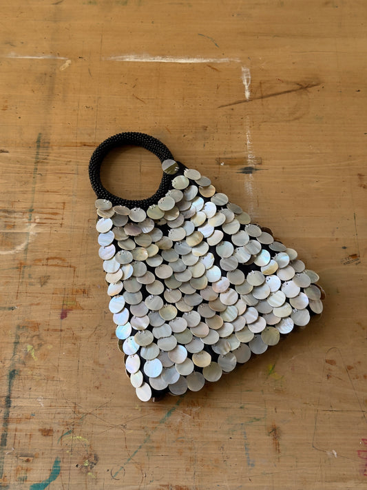 Vintage 90's Black Mother of Pearl Shell Purse