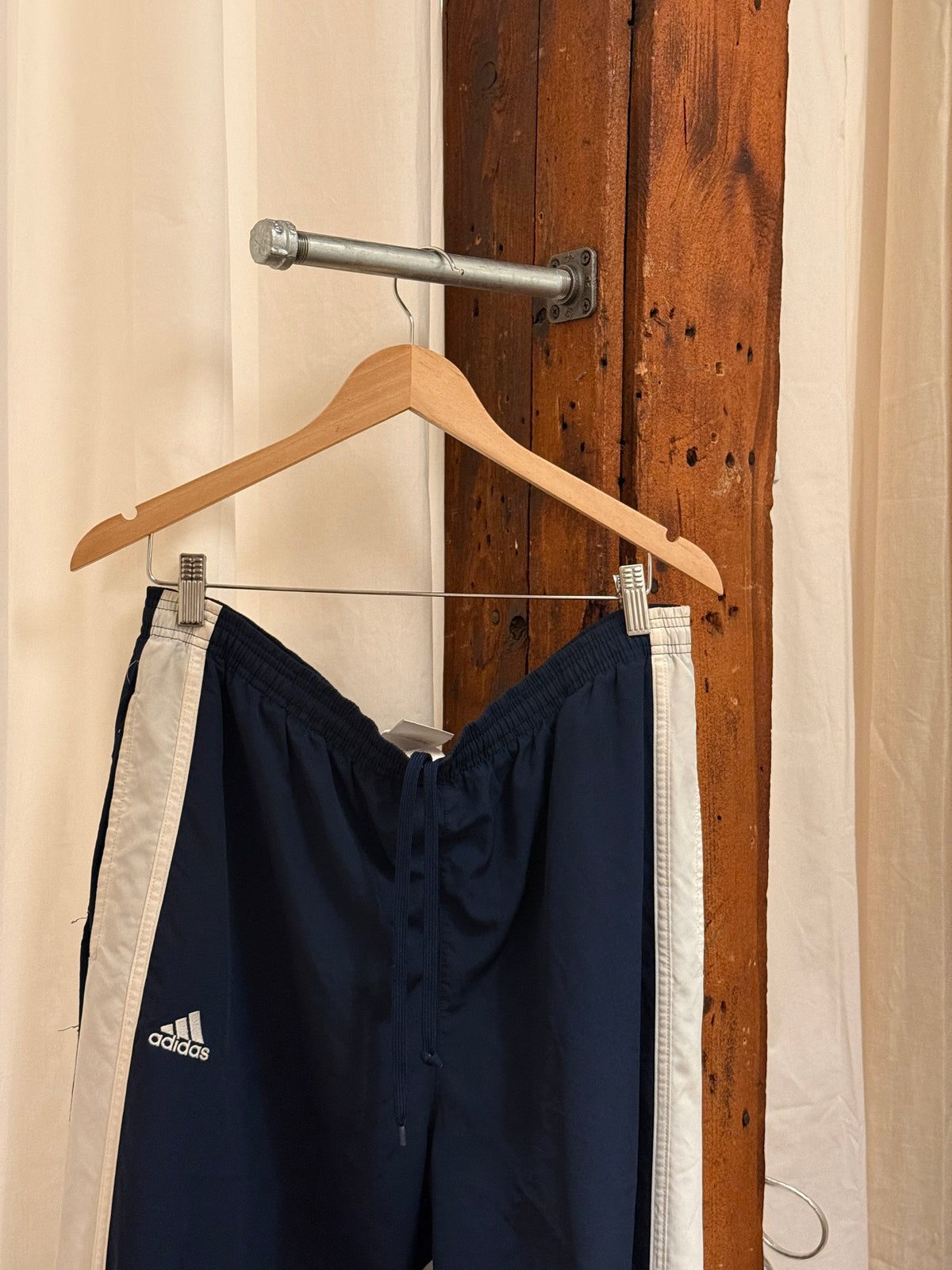 Vintage navy wide leg track pants by Adidas (L) (2005)