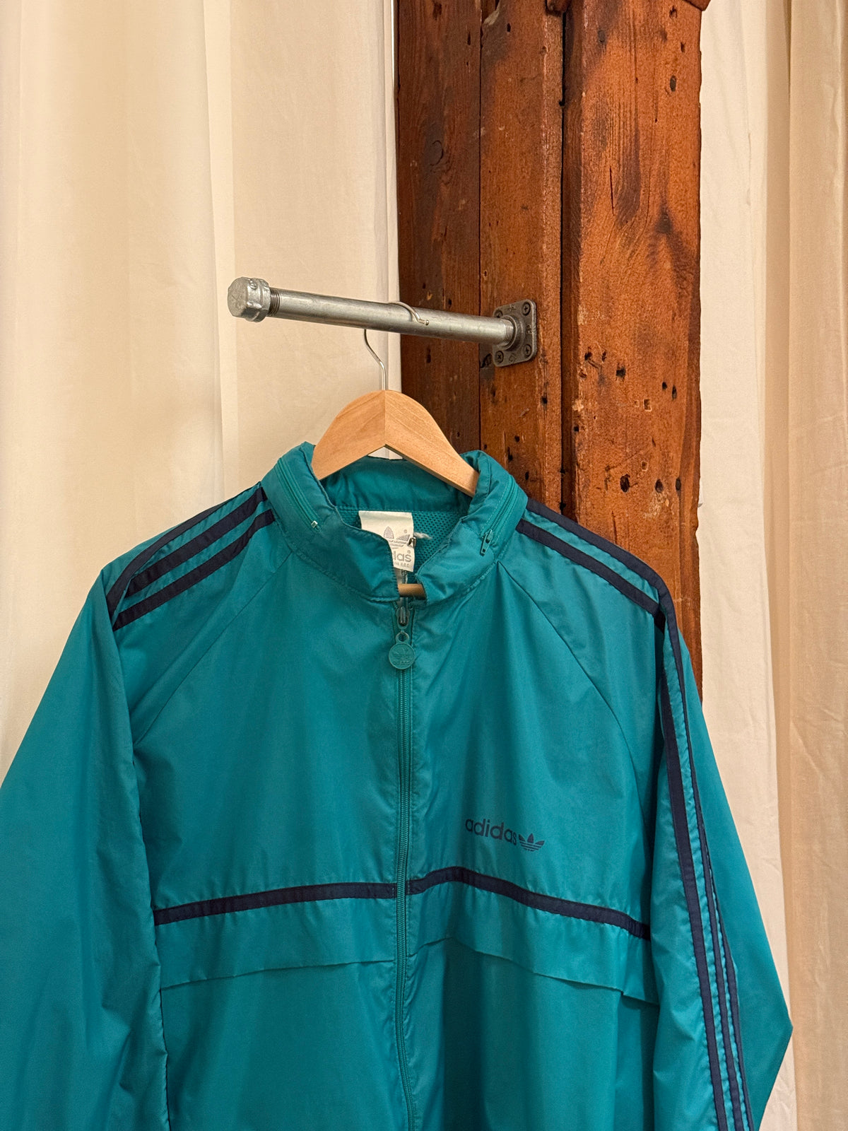 Vintage green zip-up windbreaker jacket by Adidas